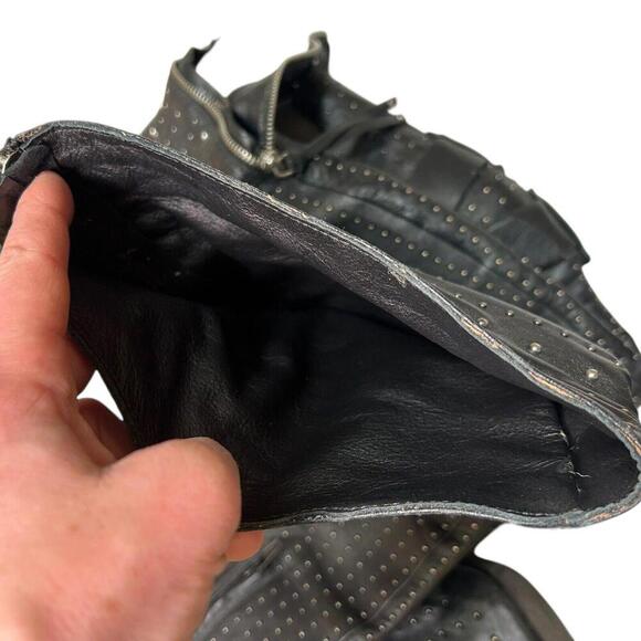 Sam Edelman Black Leather Studded Over-the-Knee Wedge Boots Buckle - Women’s 7.5 - Picture 15 of 15